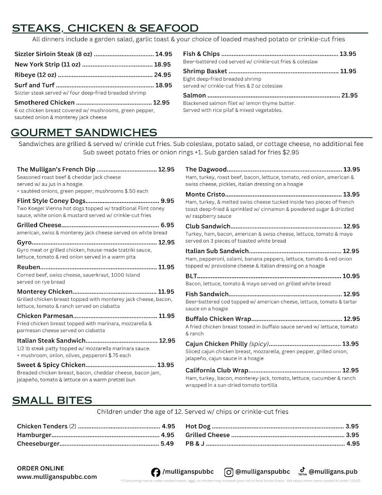 Mulligan's Pub Menu image 1